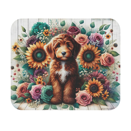 🖱️🌻🐶 Puppy & Sunflower Garden Mouse Pad – Cozy Floral Charm for Your Desk