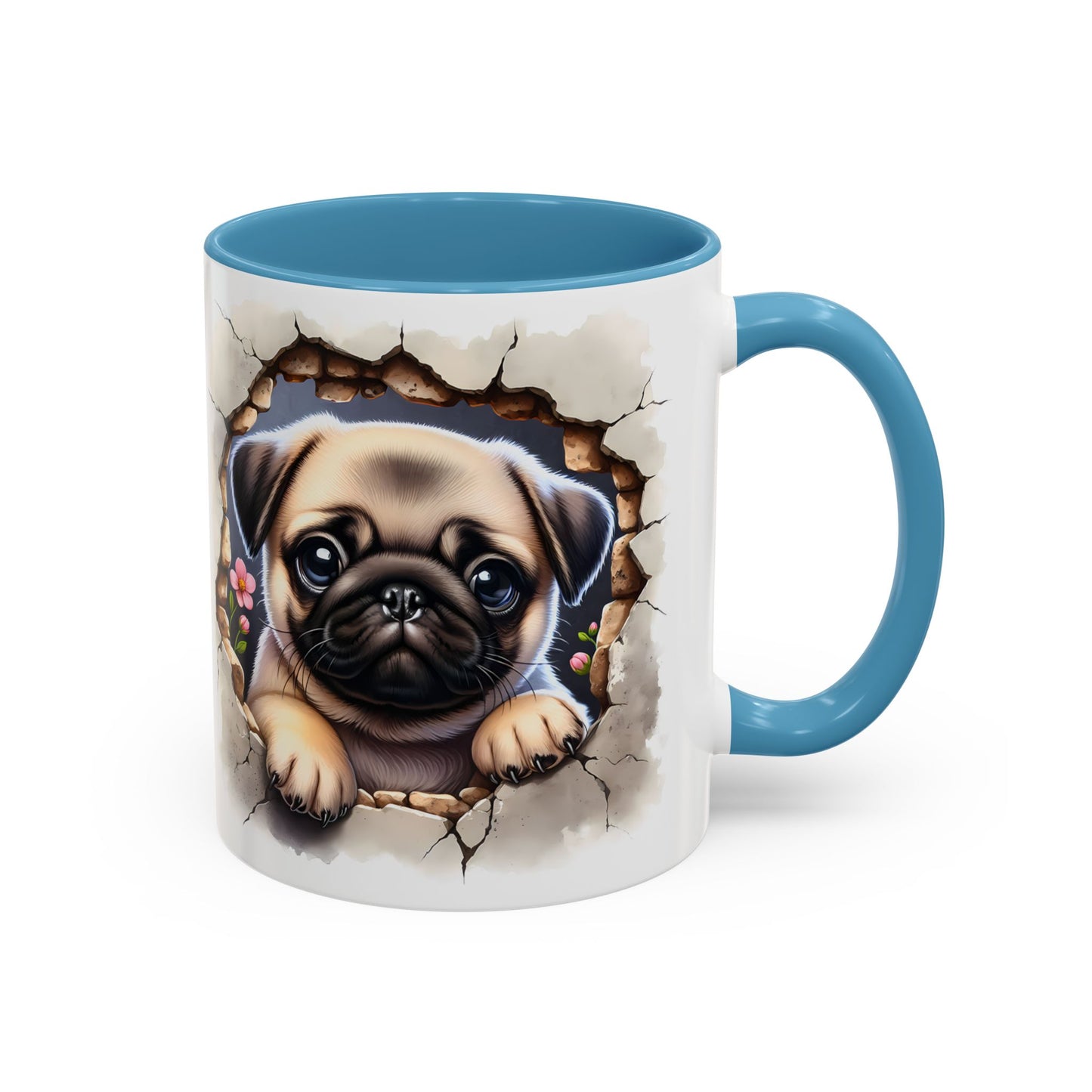 🐾💛 Pug Puppy Accent Mug – Cute Wrinkly Pug Coffee Cup ☕✨