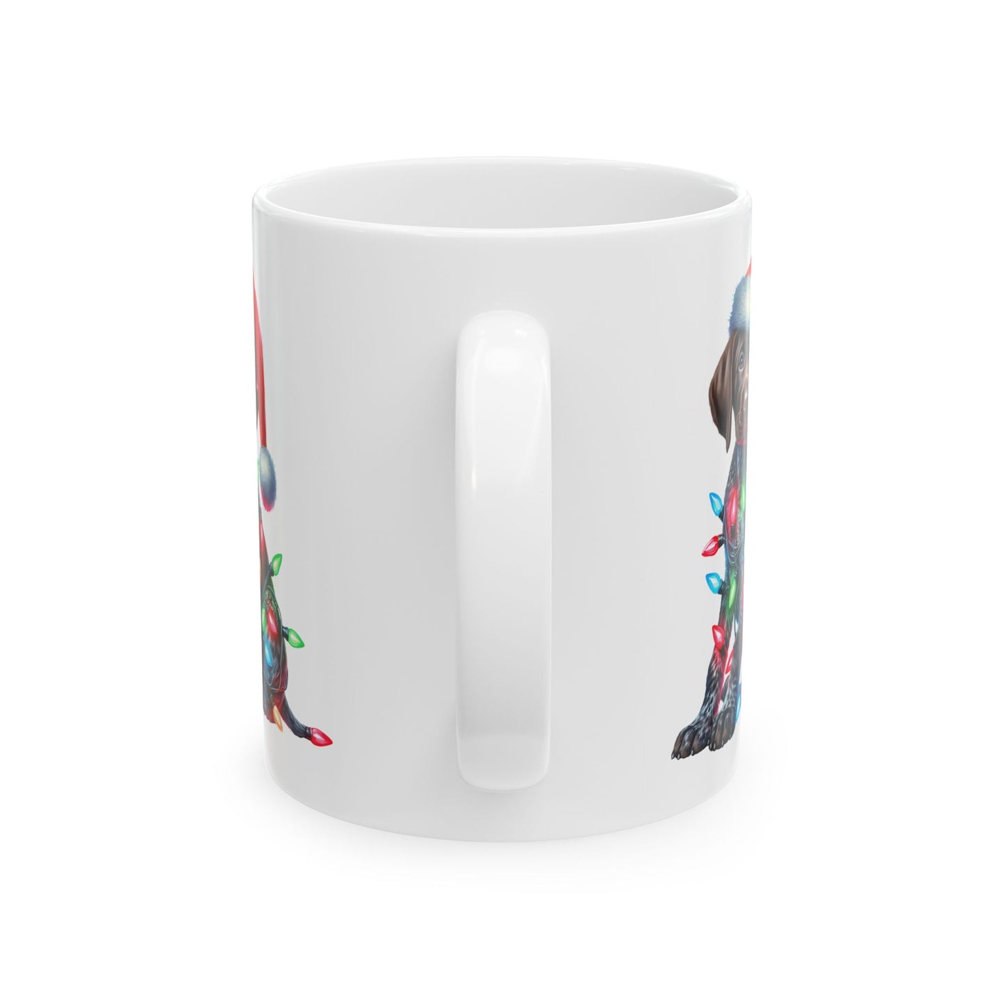 🎄 German Shorthair Pointer Christmas Mug – Holiday Cheer Wrapped in Lights 🎄