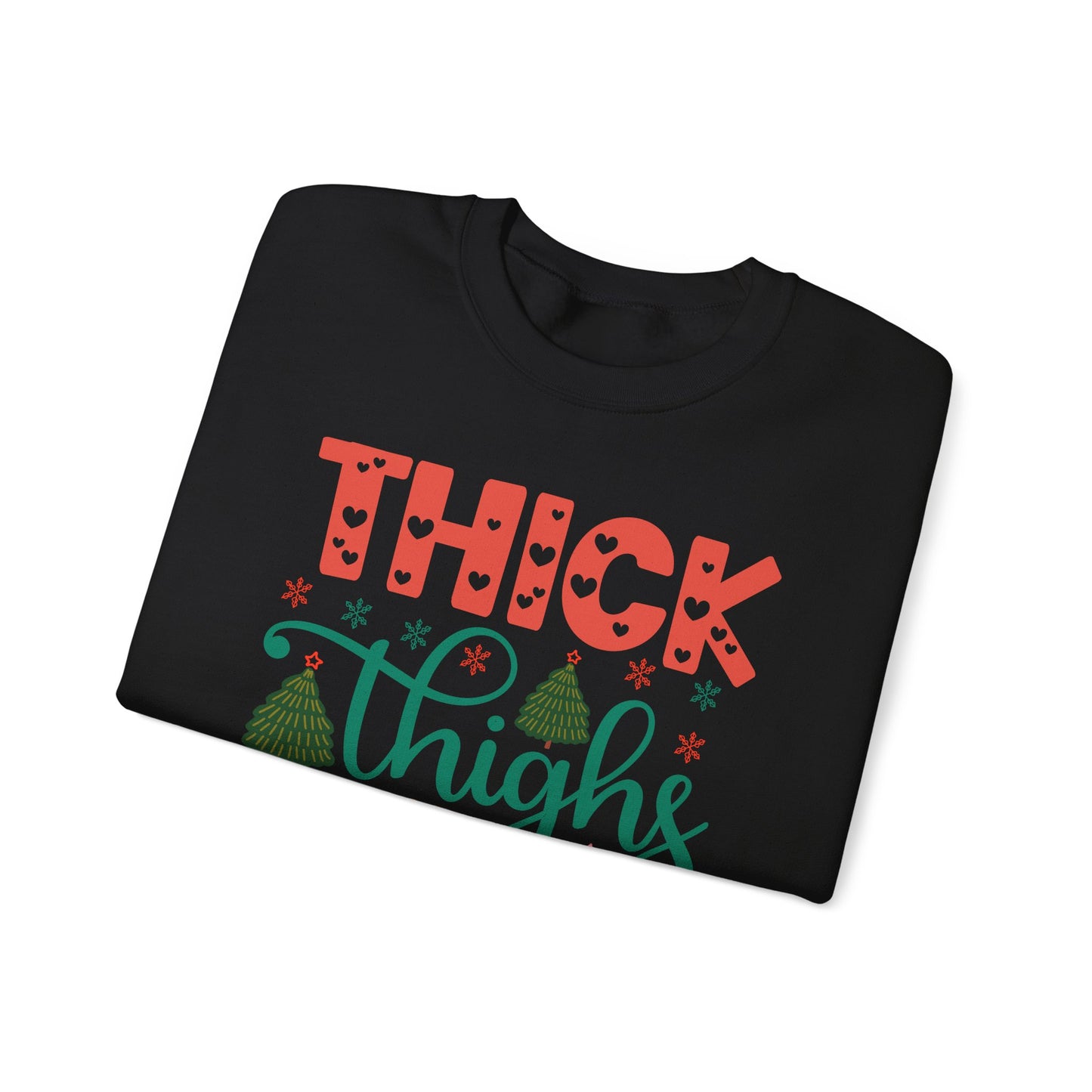 🎄💖 Thick Thighs & Christmas Vibes Crewneck – Cute, Confident & Cozy