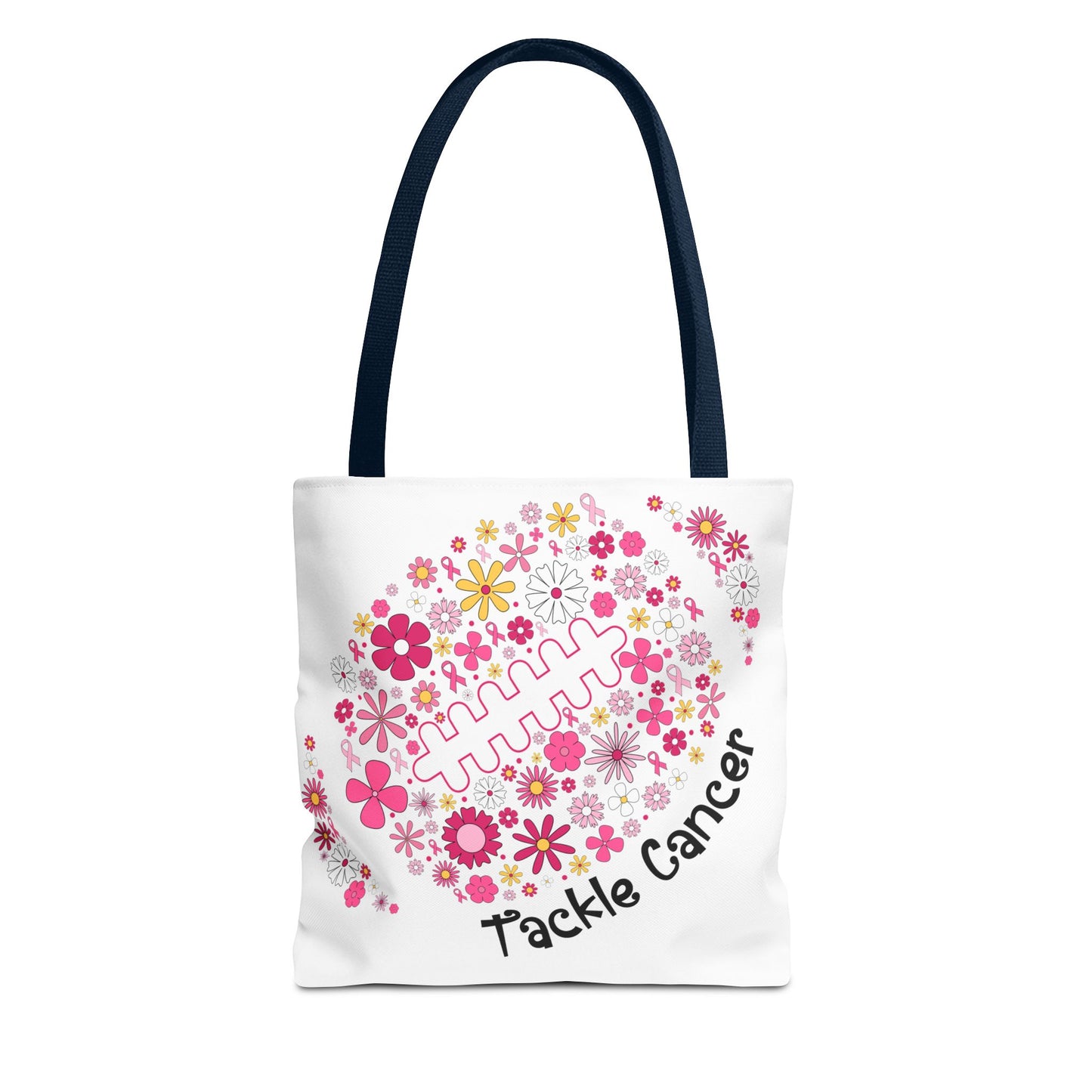 🌸 Pink Floral Football Tote Bag – Game Day Meets Breast Cancer Awareness 🎀👜