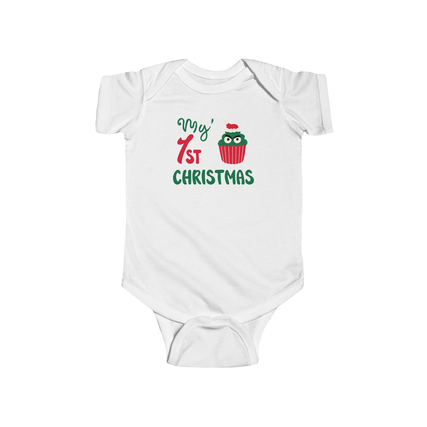 💚 My 1st Christmas Baby Onesie – Cheeky Cupcake Edition 🎄🧁