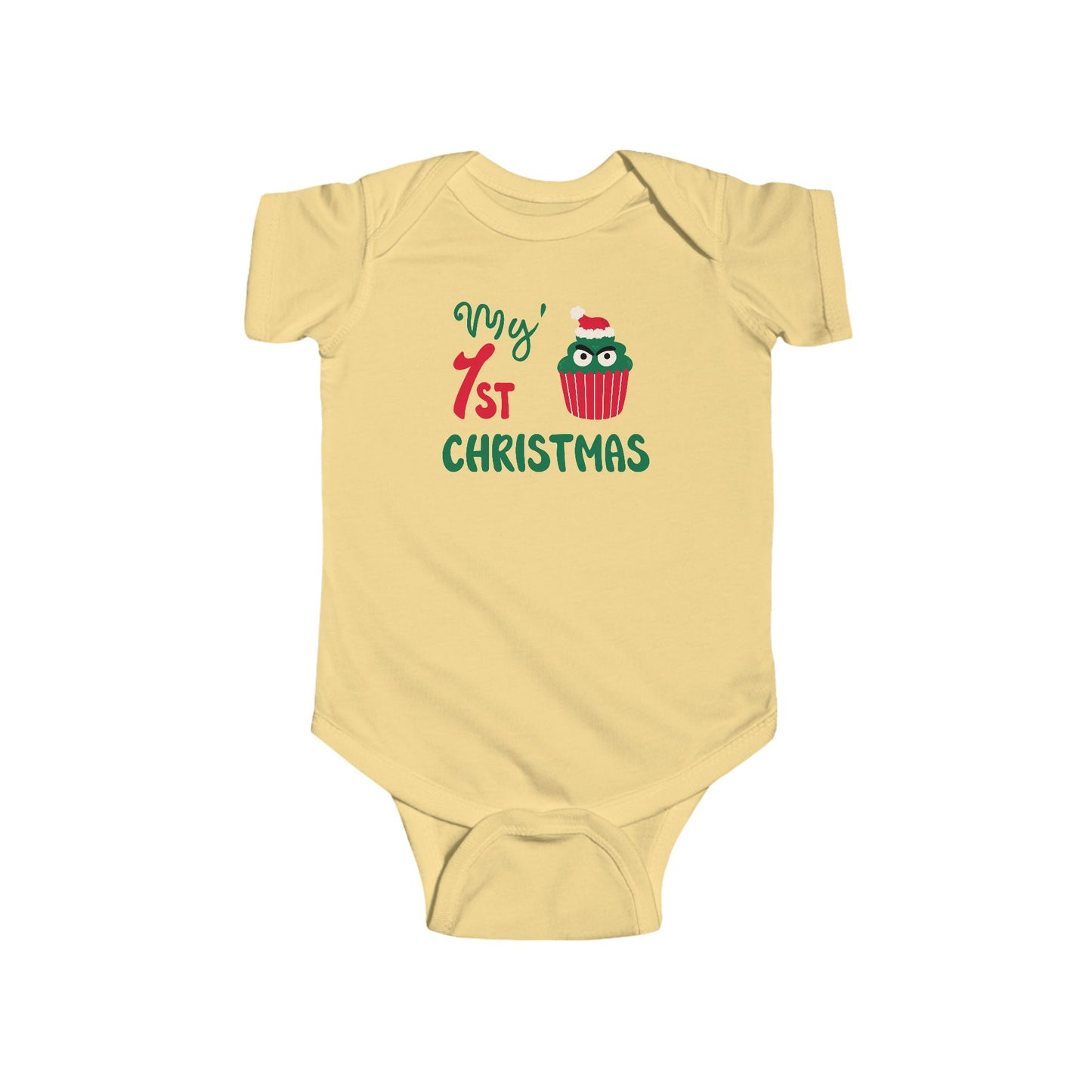 💚 My 1st Christmas Baby Onesie – Cheeky Cupcake Edition 🎄🧁