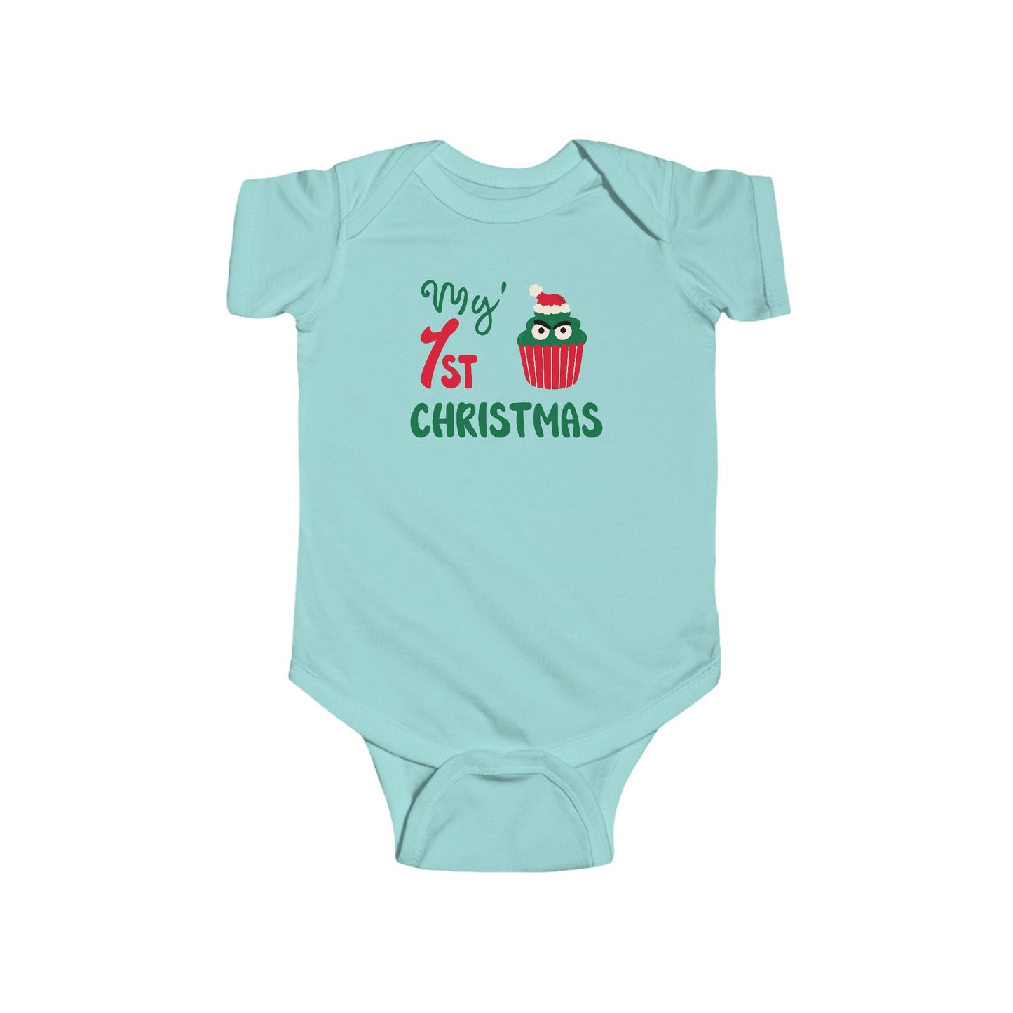 💚 My 1st Christmas Baby Onesie – Cheeky Cupcake Edition 🎄🧁