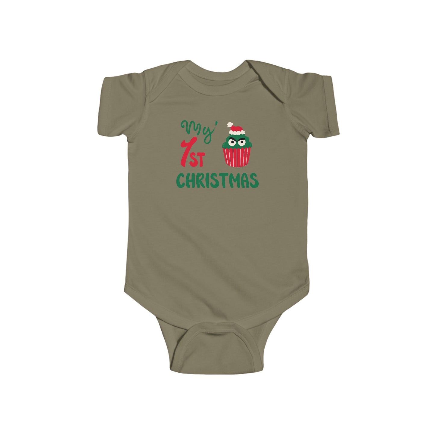 💚 My 1st Christmas Baby Onesie – Cheeky Cupcake Edition 🎄🧁