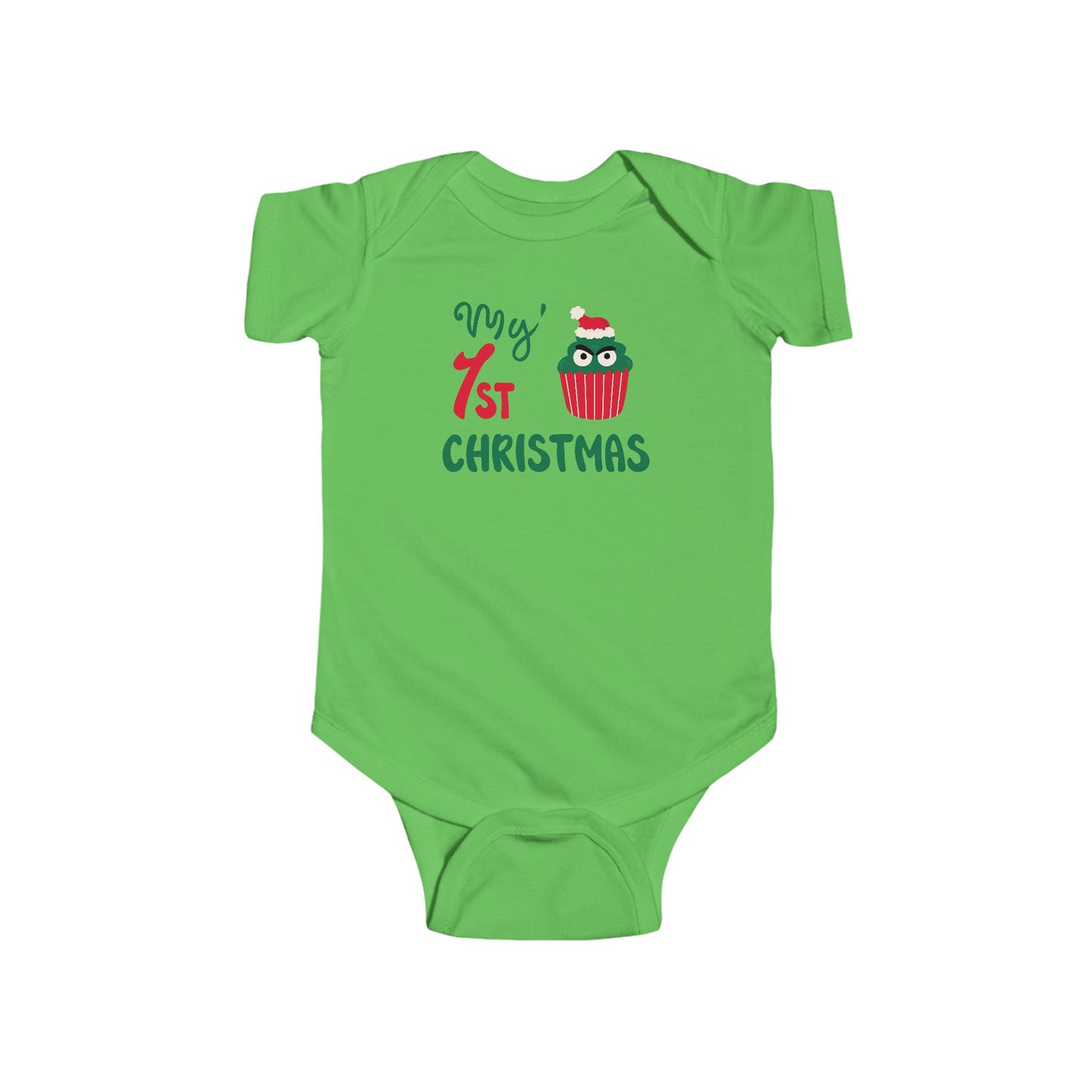 💚 My 1st Christmas Baby Onesie – Cheeky Cupcake Edition 🎄🧁