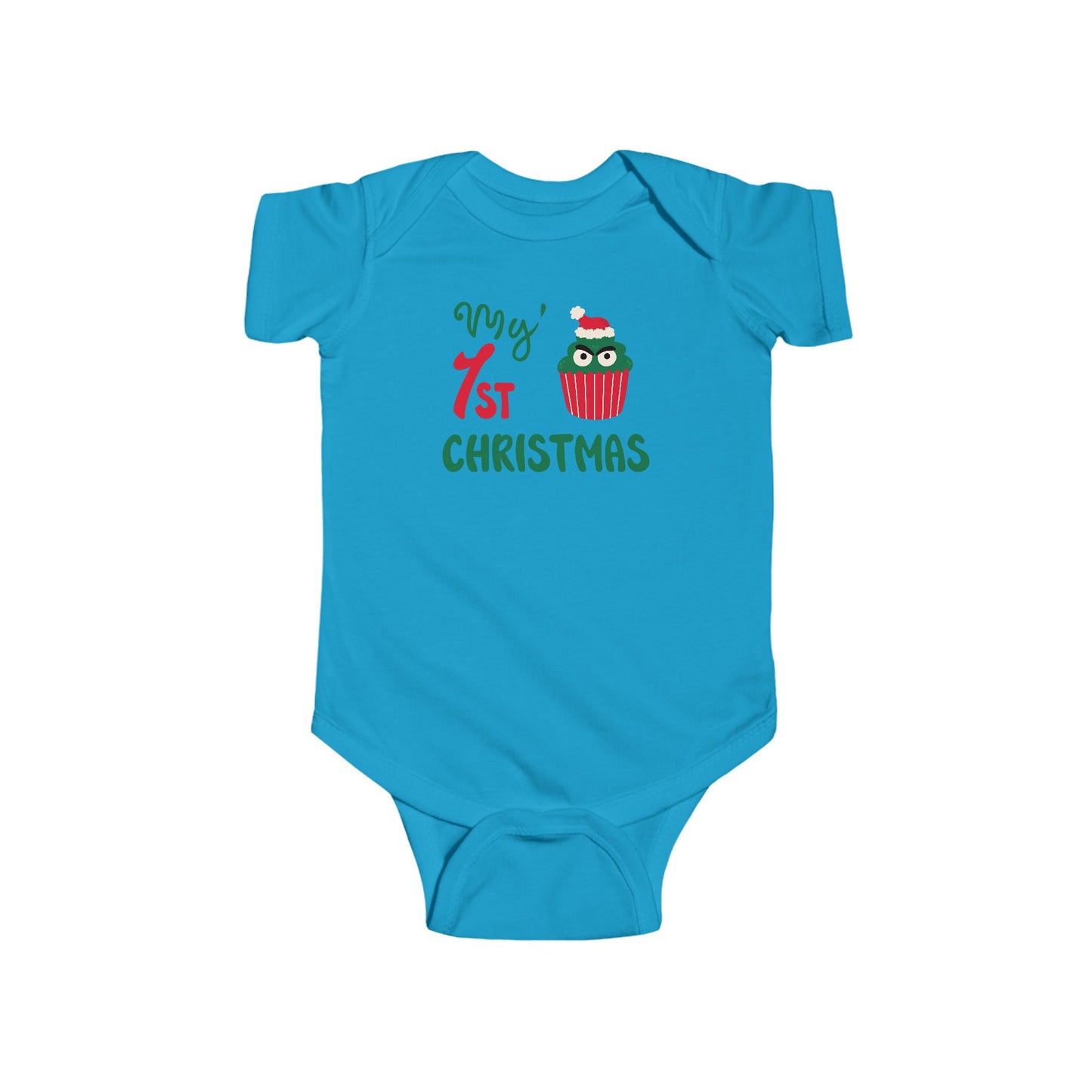 💚 My 1st Christmas Baby Onesie – Cheeky Cupcake Edition 🎄🧁