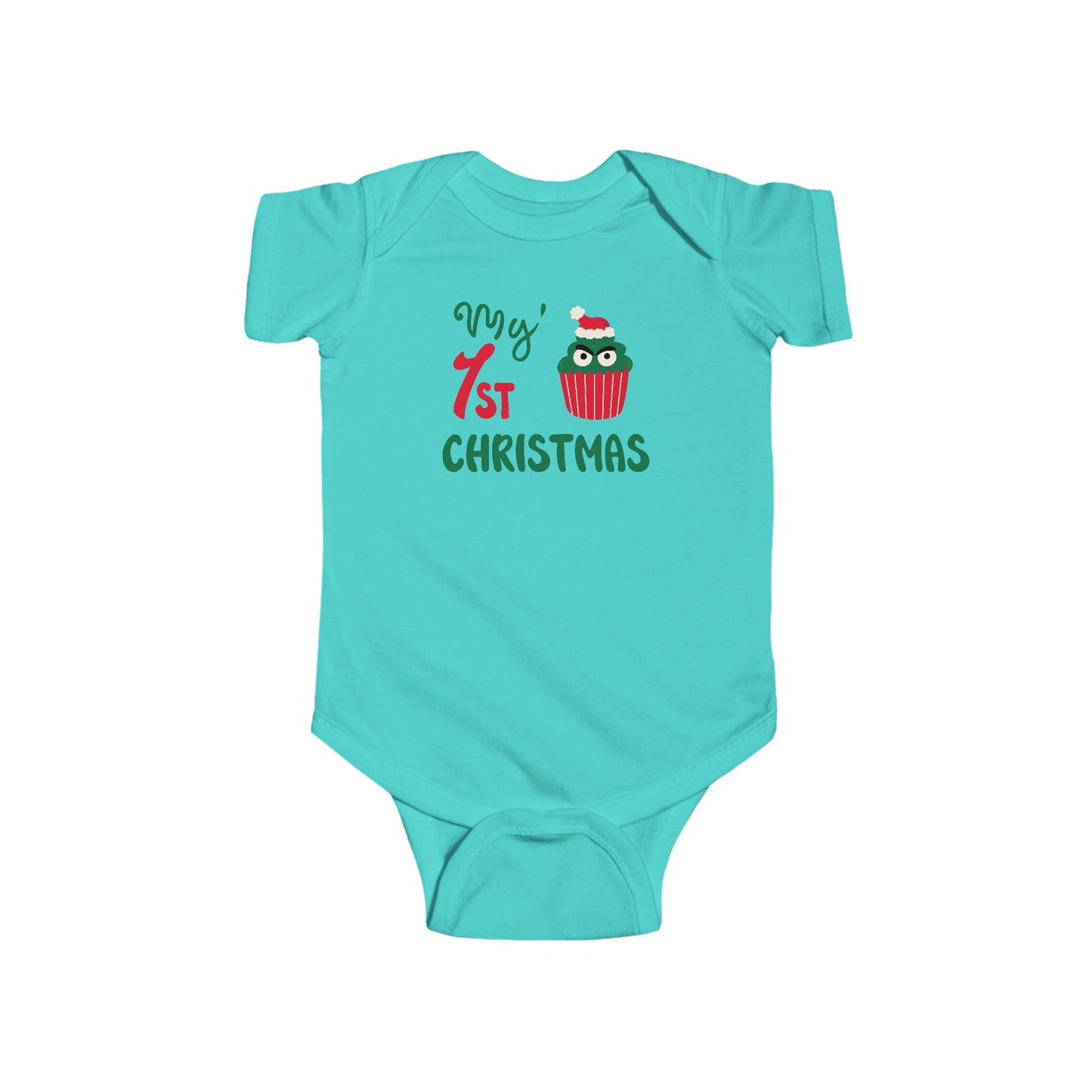 💚 My 1st Christmas Baby Onesie – Cheeky Cupcake Edition 🎄🧁