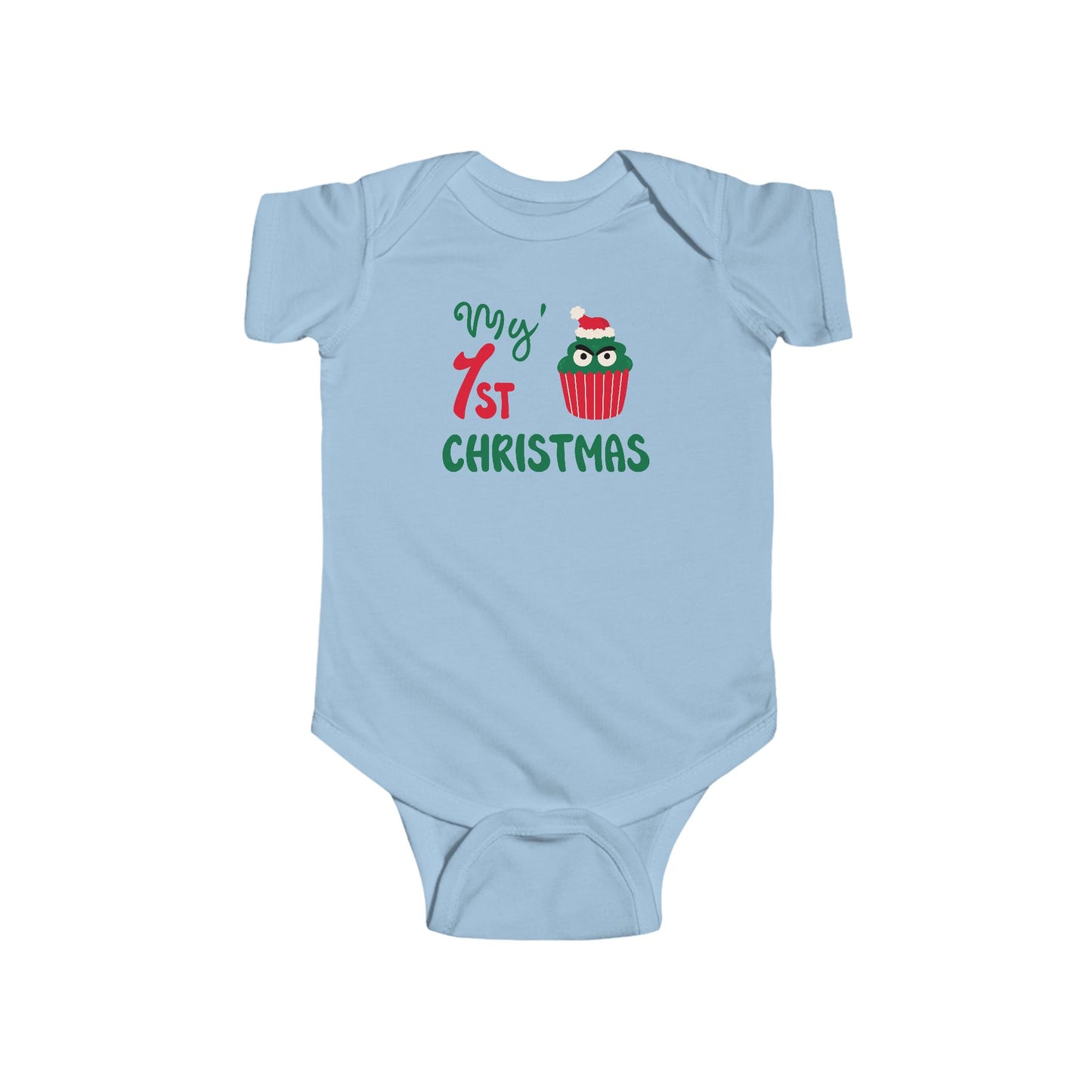 💚 My 1st Christmas Baby Onesie – Cheeky Cupcake Edition 🎄🧁