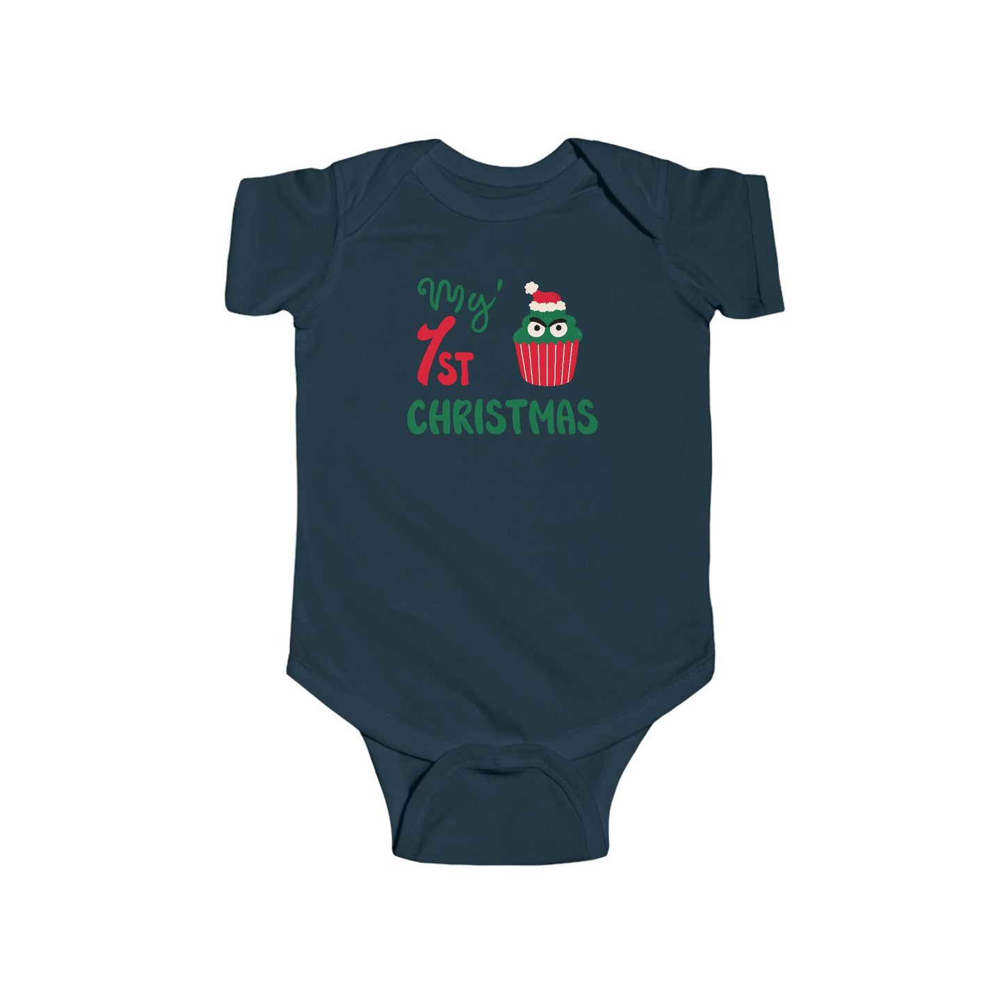 💚 My 1st Christmas Baby Onesie – Cheeky Cupcake Edition 🎄🧁