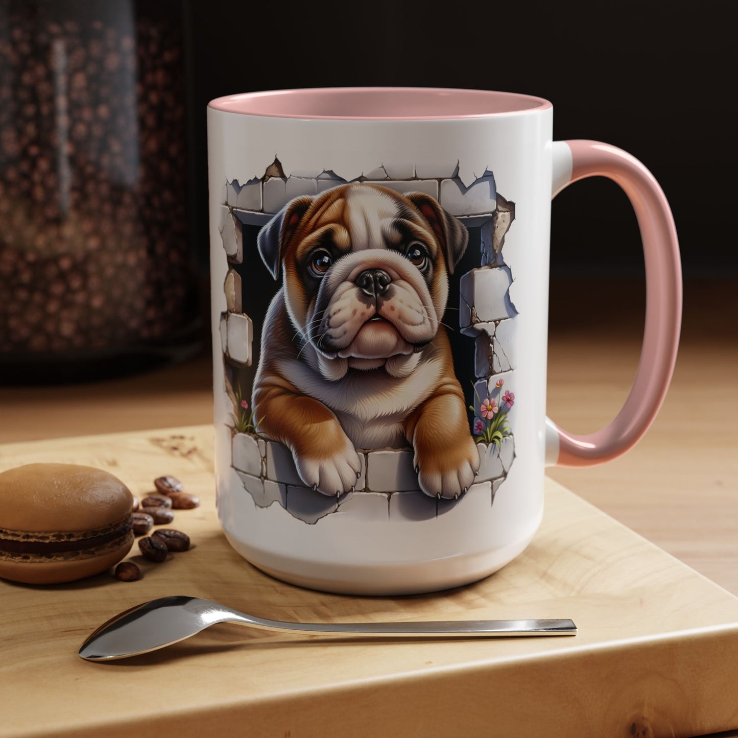 🐶☕ English Bulldog Puppy Accent Mug – Adorable Breakthrough Pup Design ✨rs (11/15oz)