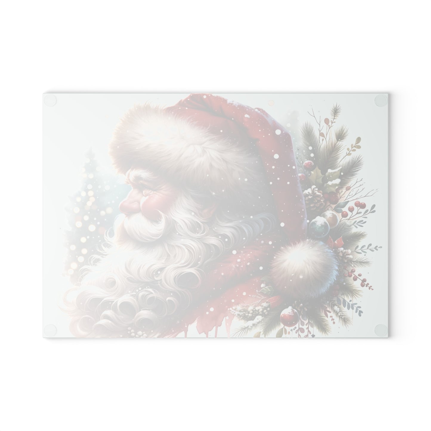 🎅✨ “Classic Santa Profile” Glass Cutting Board – Cozy Charm for Your Kitchen