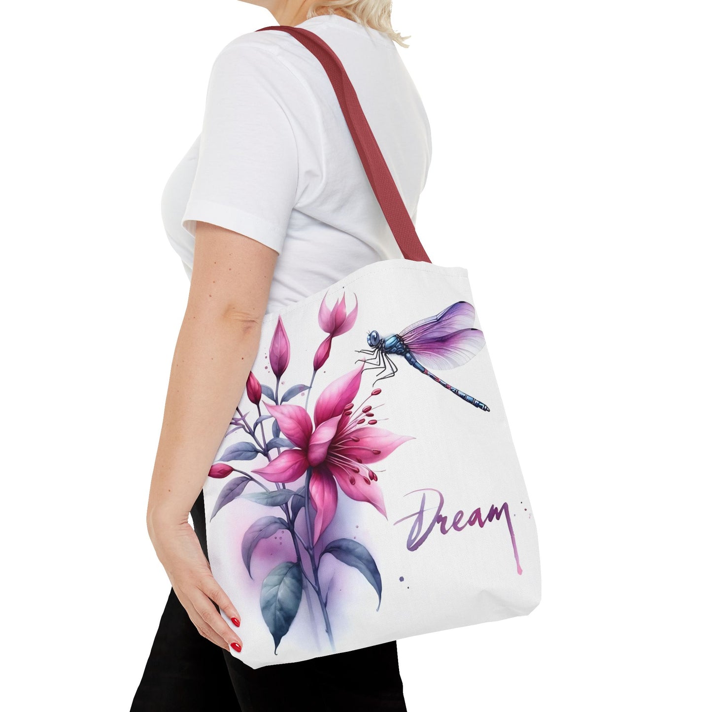 Bolso tote floral "Dream" con detalle de libélula: un bolso de mano inspirador y elegante