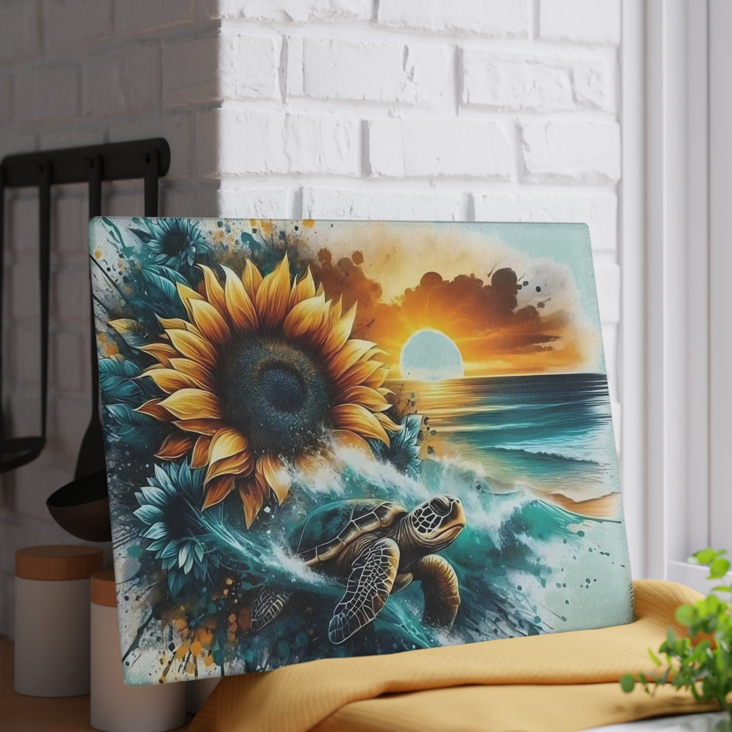 Sea Turtle Tempered Glass Cutting Board