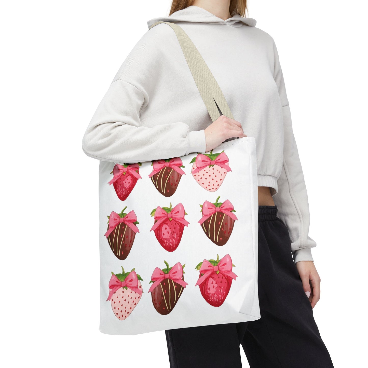 🍓 Chocolate-Covered Strawberry Tote Bag – Sweet, Stylish & Practical 🍫