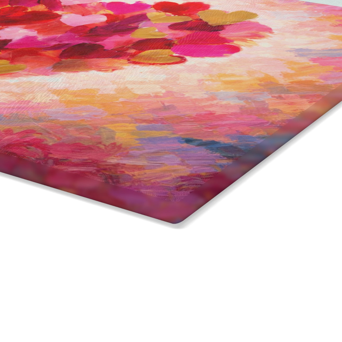 Abstract Heart Art Glass Cutting Board – Colorful Painted Love Kitchen Decor