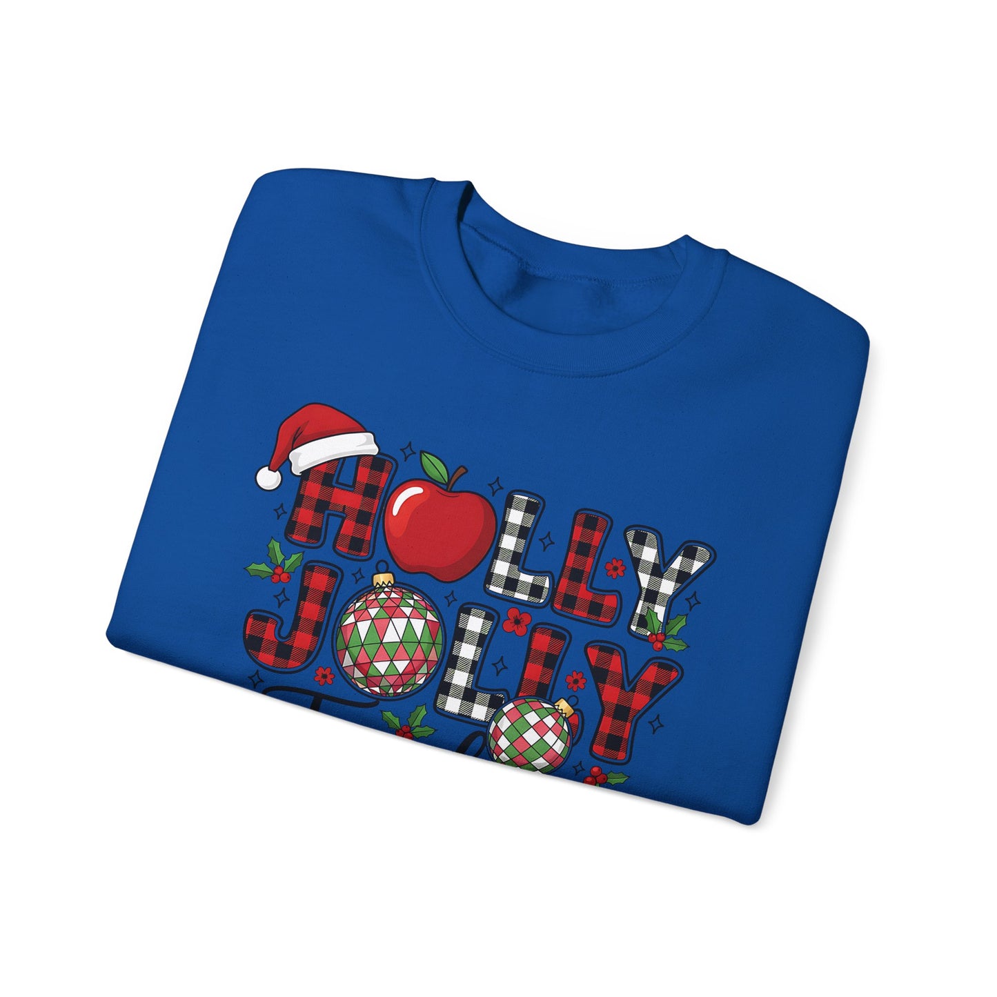 🍎✨ Holly Jolly Teacher Sweatshirt – Festive Classroom Cheer 🎄📚