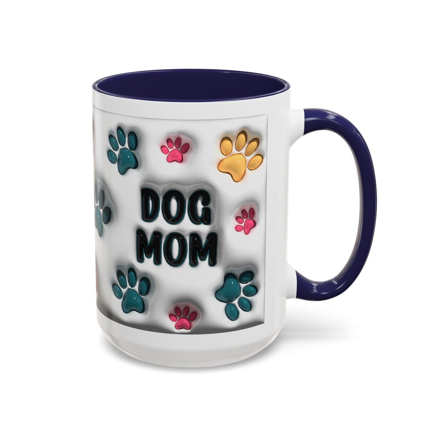 Dog Mom Accent Mug – Colorful Paw Print Cup for Proud Pet Parents