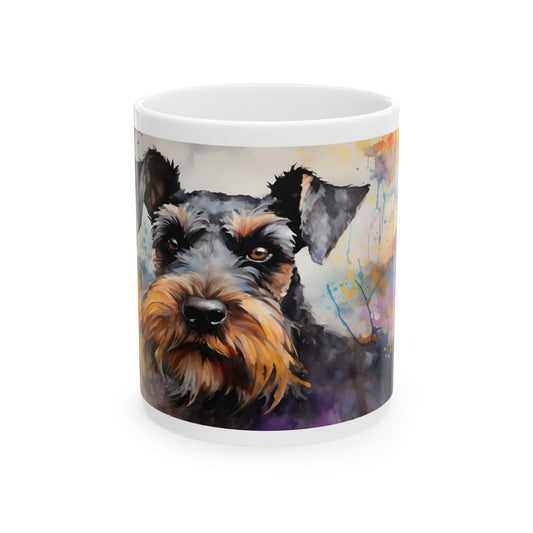 Taza de acuarela con diseño de Schnauzer: ¡Un toque de personalidad y color!