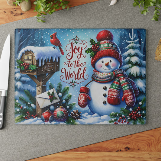 ☃️🎄 Joy to the World Snowman Cutting Board – Festive Cheer for Your Holiday Kitchen ❤️✨