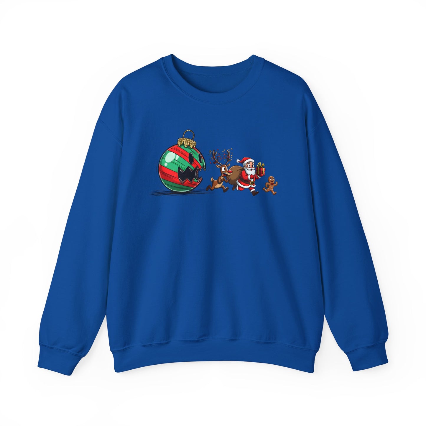 🎄🎅 Santa’s Great Ornament Escape Sweatshirt – Funny Christmas Crewneck for Holiday Laughs