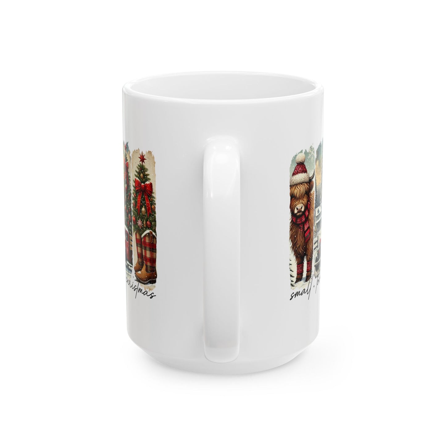 Taza de café navideña Highland Cow Country: un acogedor encanto rústico navideño en cada sorbo