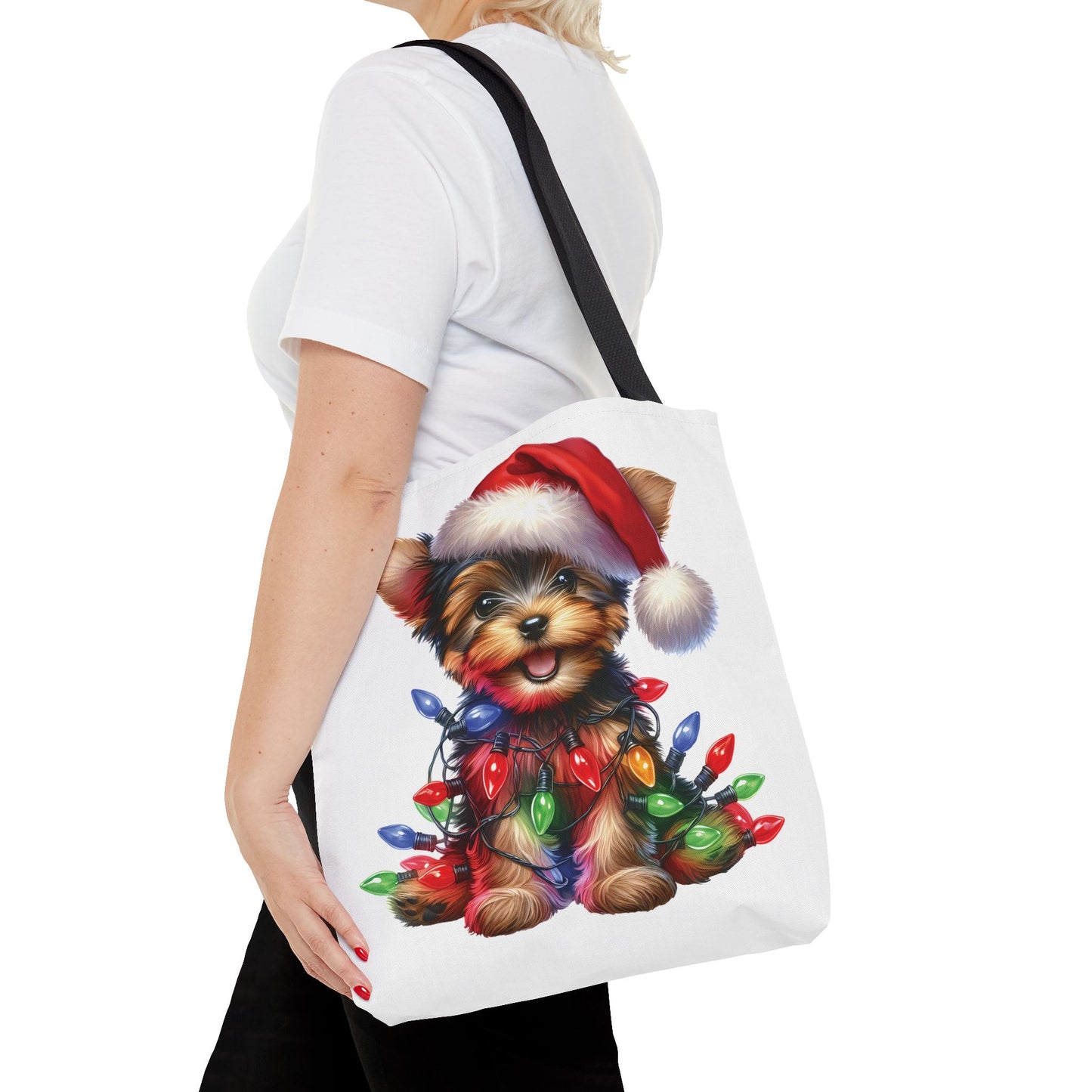 🎄 Yorkie Christmas Lights Tote Bag – Holiday Cheer in Every Carry 🎁