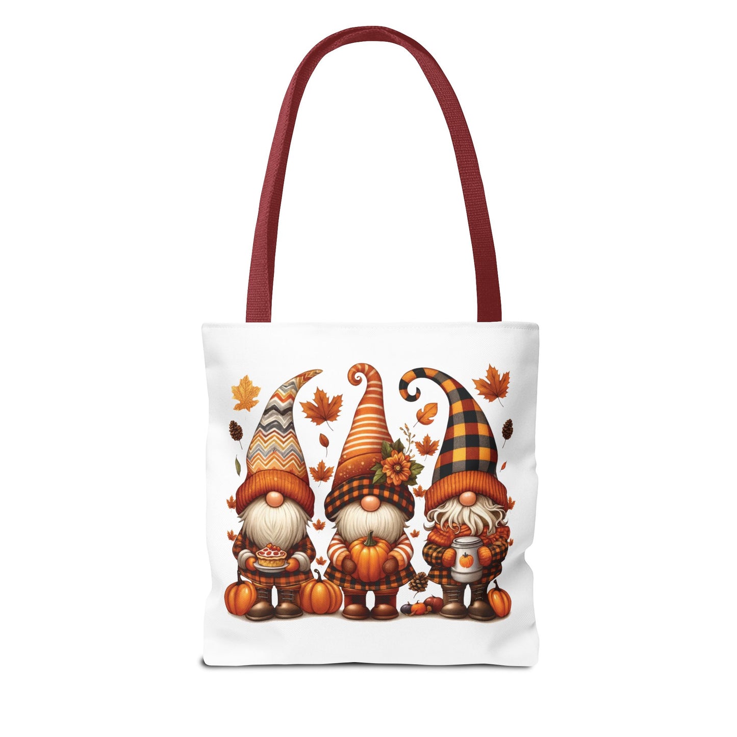 🍁 Autumn Gnome Trio Tote Bag – Cozy Fall Charm with Pumpkin Spice Magic