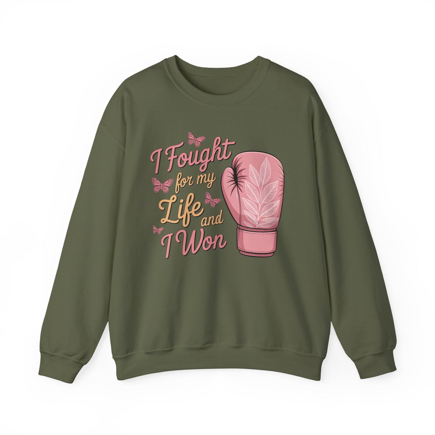 🥊🦋 I Fought for My Life and I Won Sweatshirt – Breast Cancer Survivor Crewneck