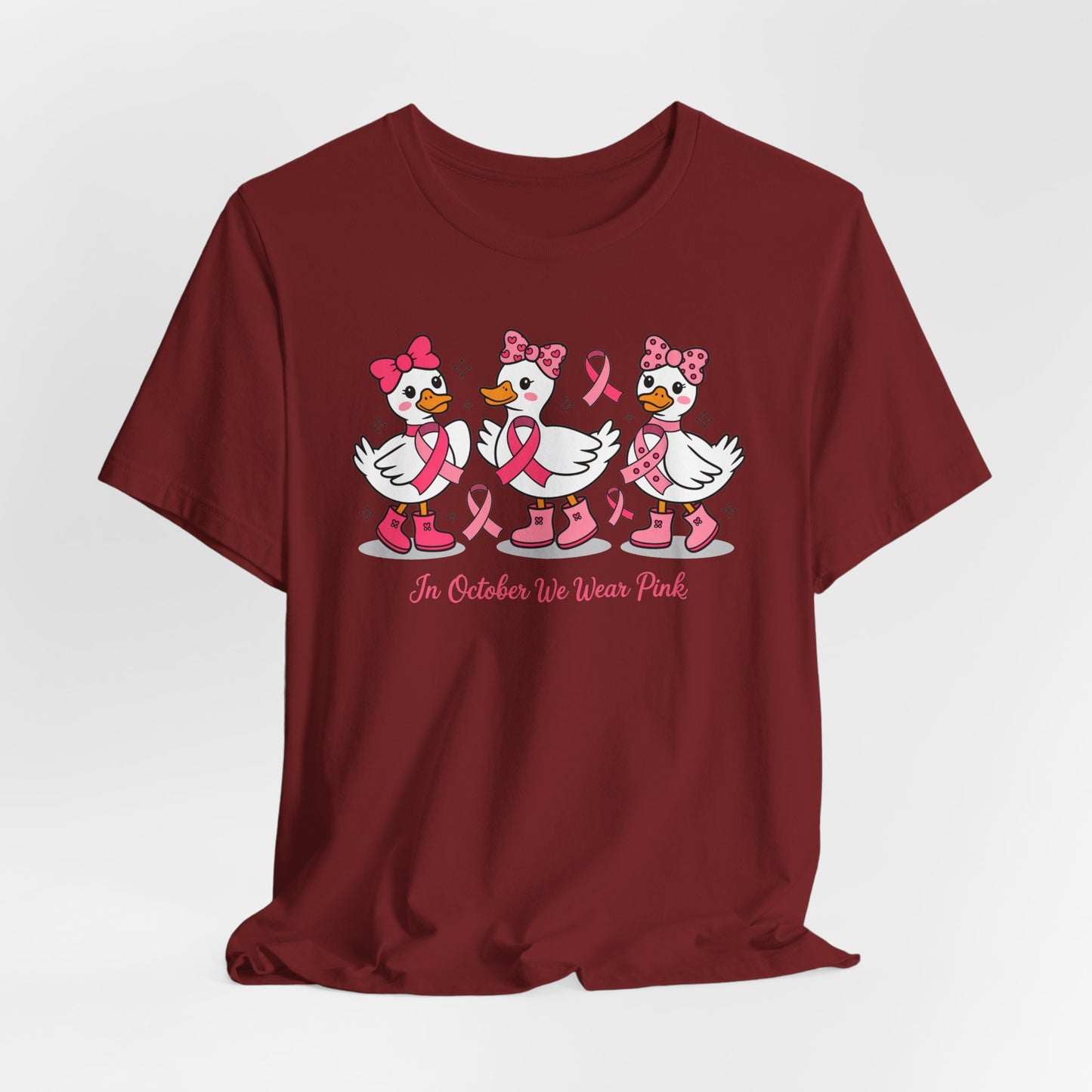 🎀🦆 In October We Wear Pink Duck T-Shirt – Cute Breast Cancer Awareness Tee 💖✨