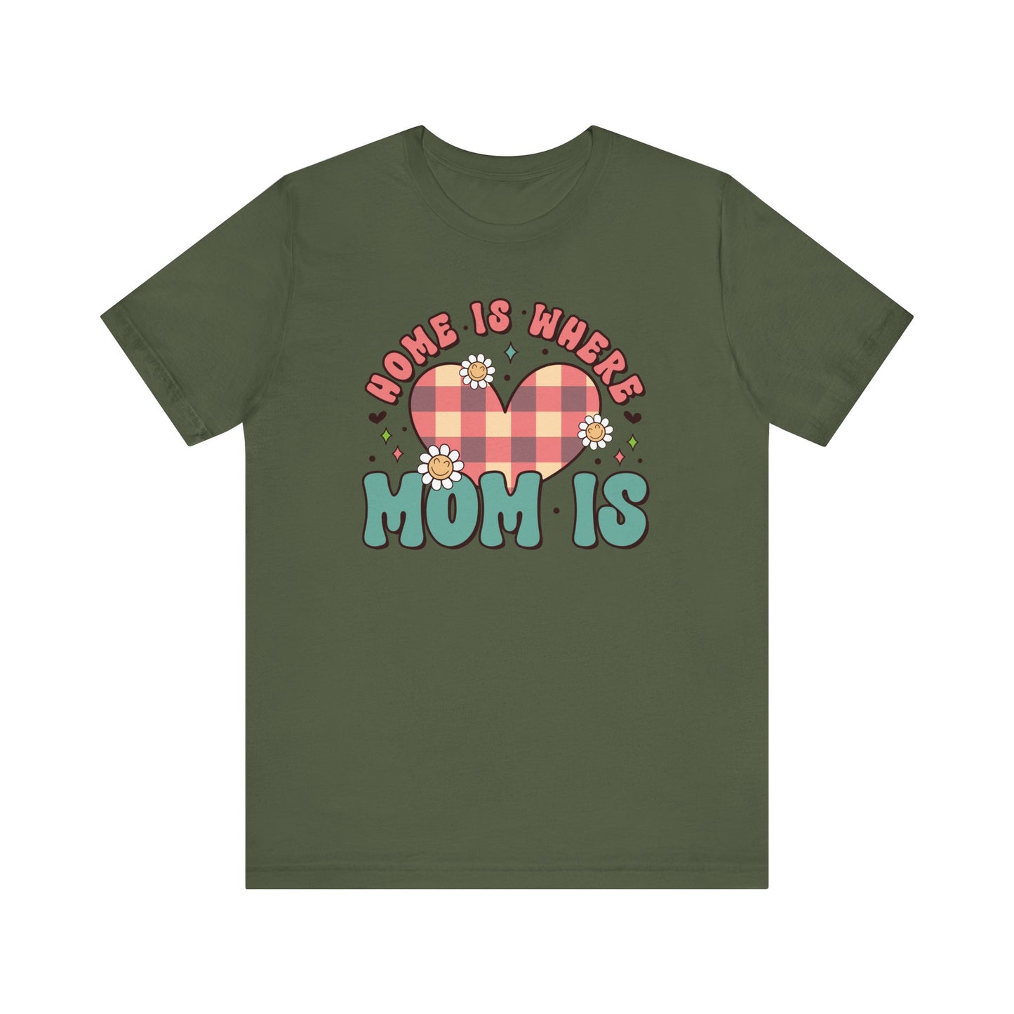 💐 Home Is Where Mom Is – Heart & Daisy Mom T-Shirt 🌸