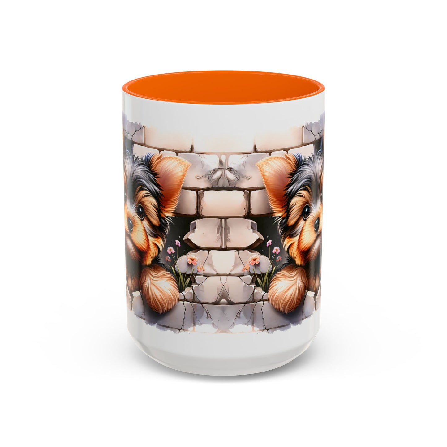 🎀🐶 Yorkie Puppy Accent Mug – Cute Peek-Through Dog Design for Animal Lovers ☕💖