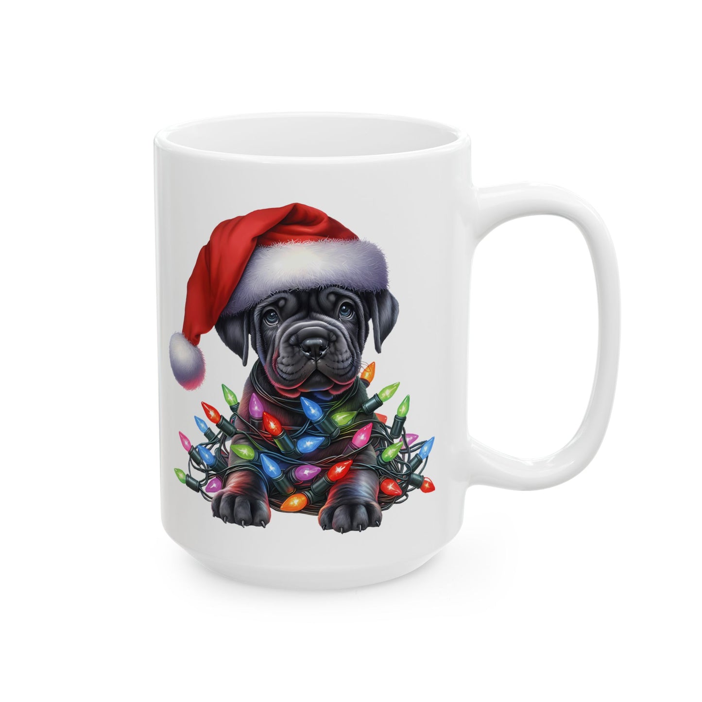 🎄 Cane Corso Christmas Lights Mug – Big Pup Energy for the Holidays 🎅🐾