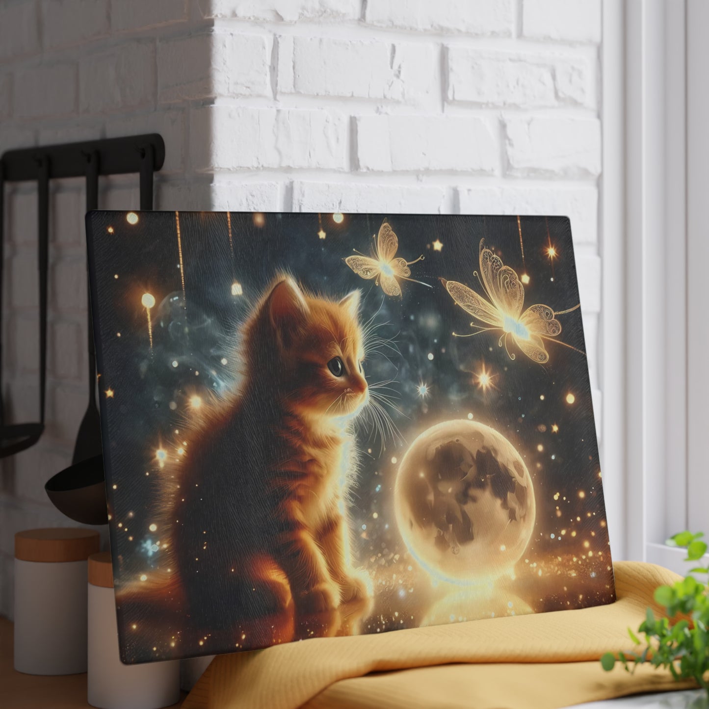 Tabby Cat cutting board, Tempered Glass Cutting Board, Charcuterie Board, Chopping Board, Housewarming Gift, Custom cutting board