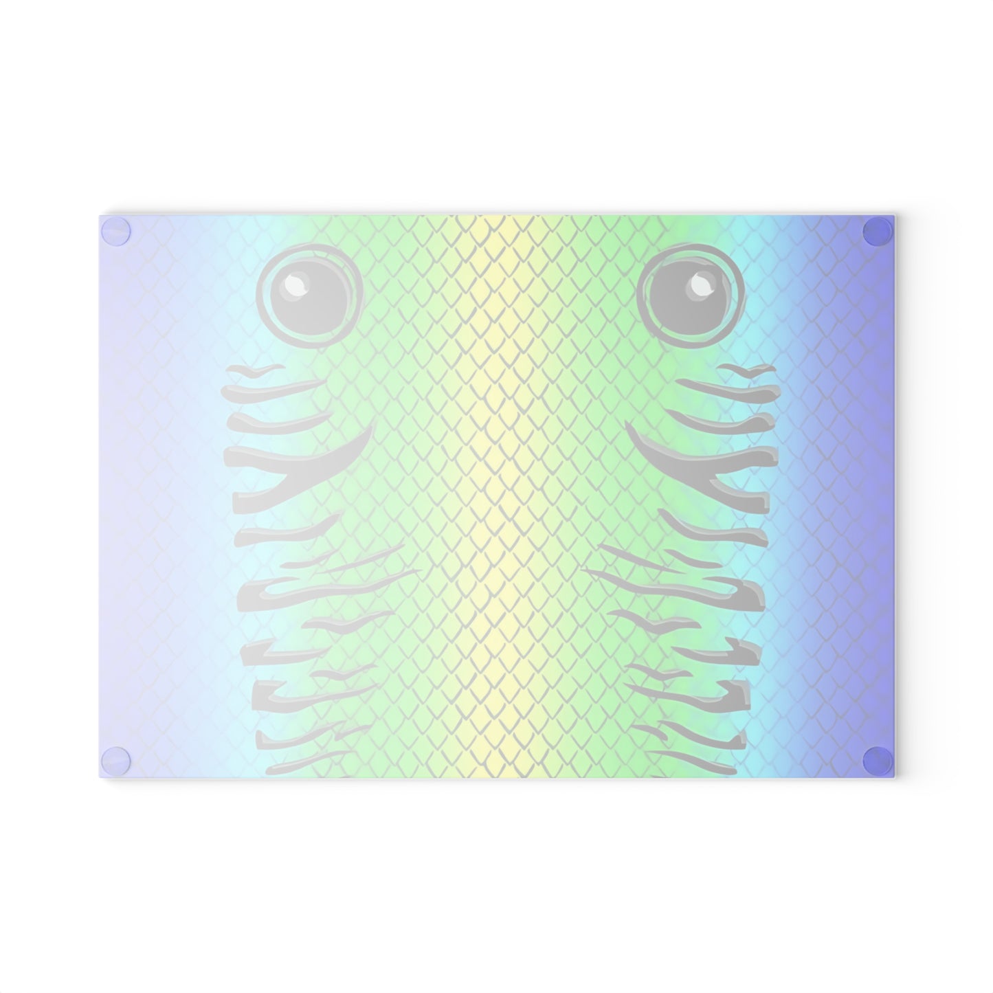 Vibrant Fish Face Glass Cutting Board – Bold Colorful Kitchen Artwork