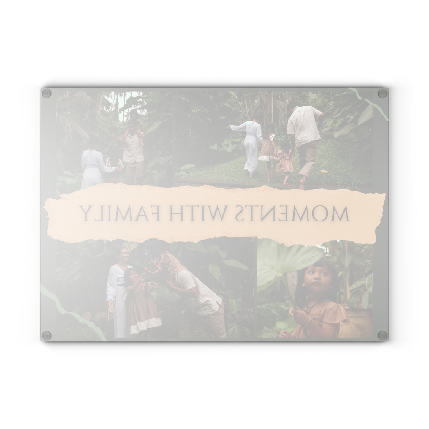 Moments with Family Photo Collage Glass Cutting Board – Personalized Family Memory Keepsake