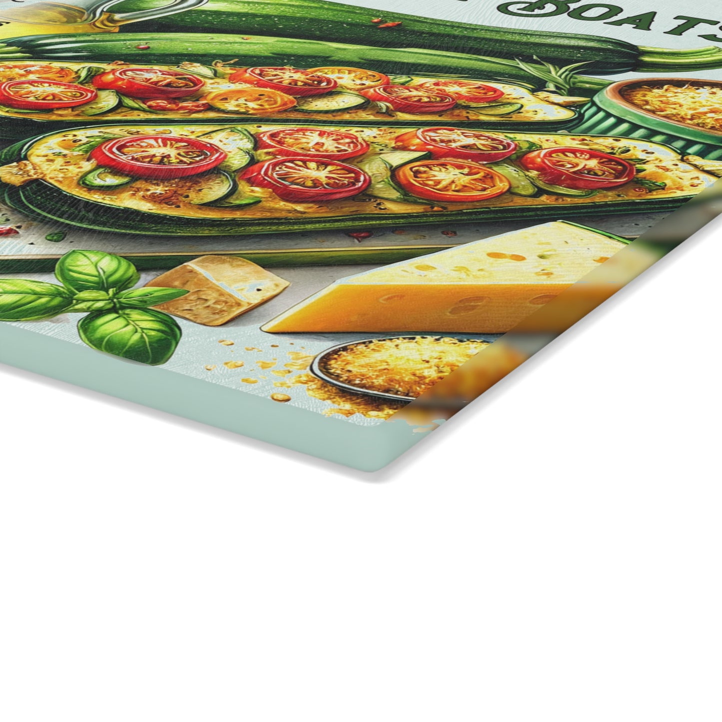 🥒 Stuffed Zucchini Boats – Fresh and Fun Kitchen Cutting Board