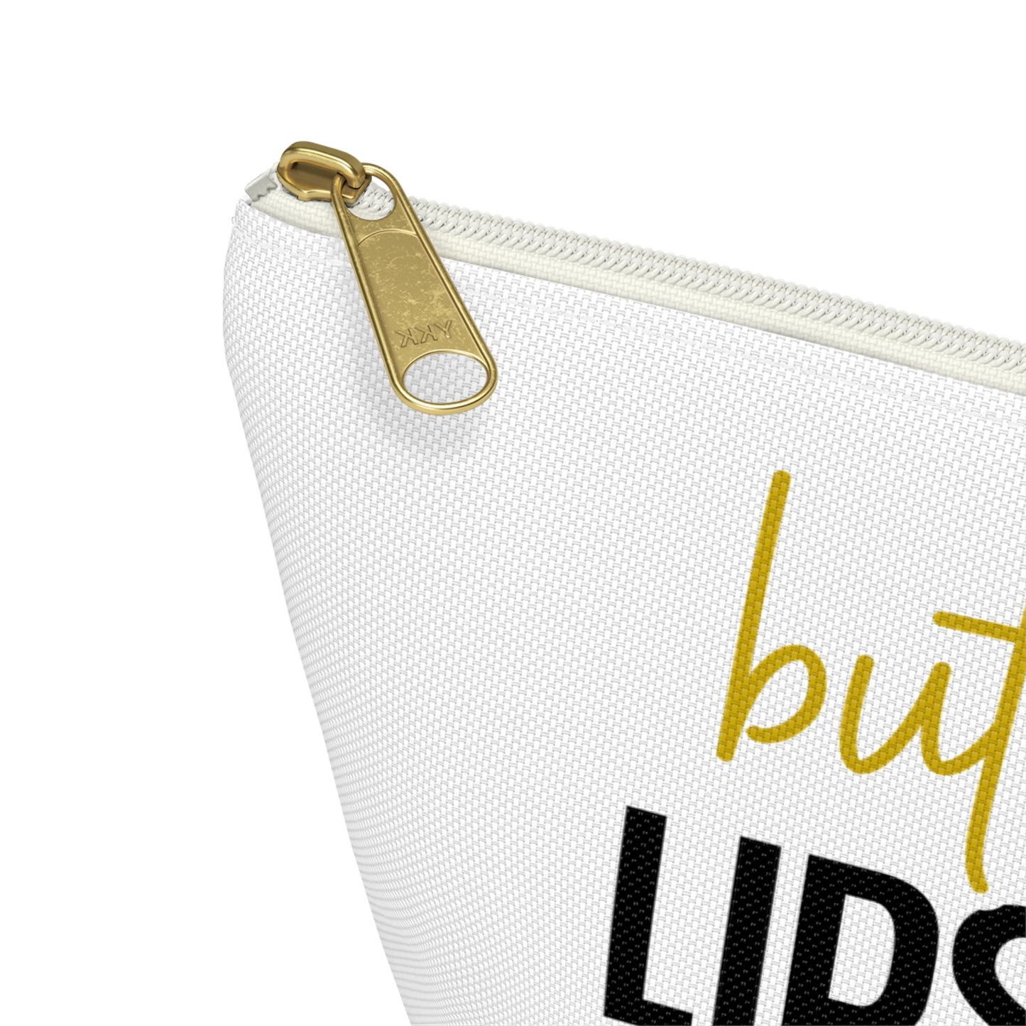 Accessory Pouch – "But First Lipstick" Yellow Makeup Bag