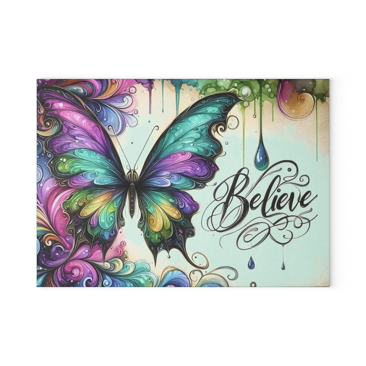 Tabla de cortar con mariposas, arte con mariposas, decoración inspiradora, regalo de aliento, regalo para amantes de la jardinería, tabla caprichosa, regalo de cocina