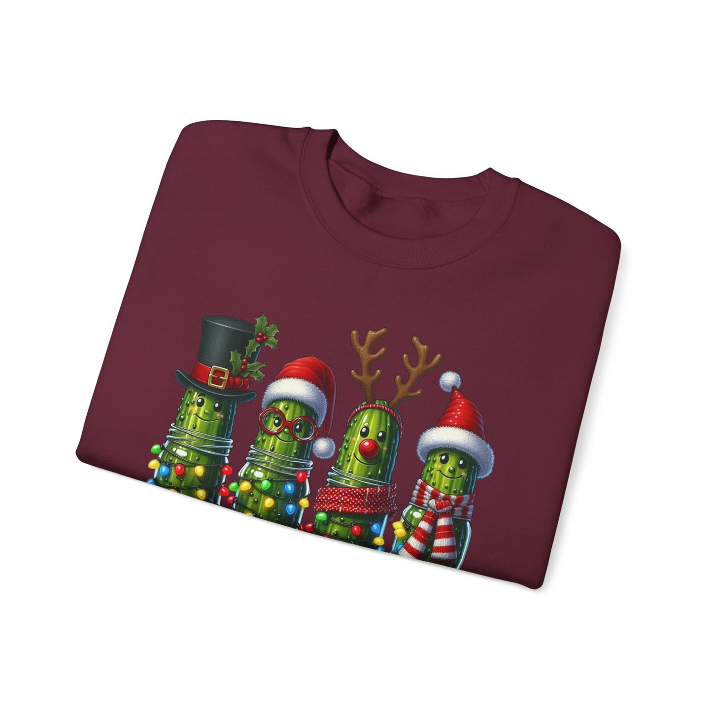 🥒✨ Merry Picklemas Crewneck – Festive Pickle Jars with Holiday Lights