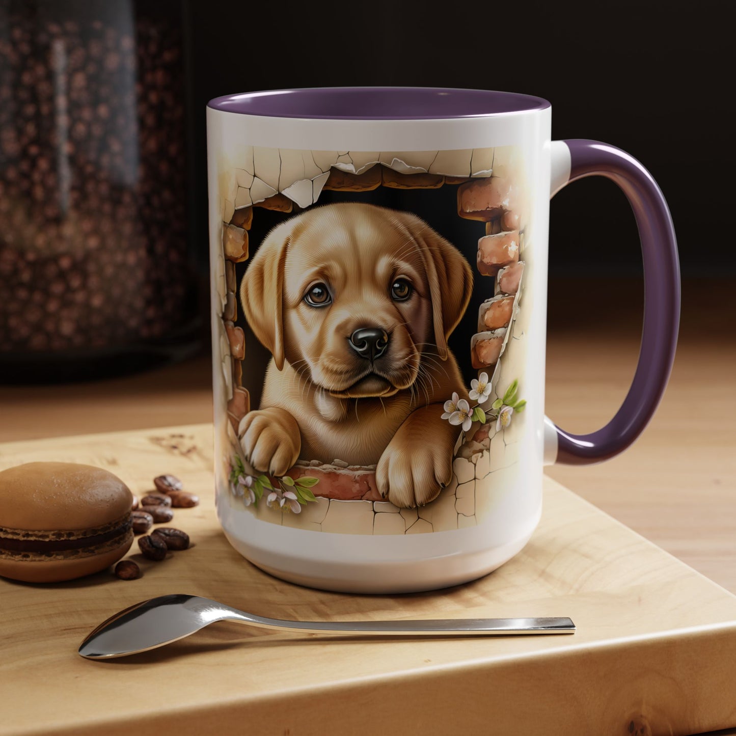 🐶☕ Labrador Puppy Peek Accent Mug – Sweet Yellow Lab Lover Gift ✨💛