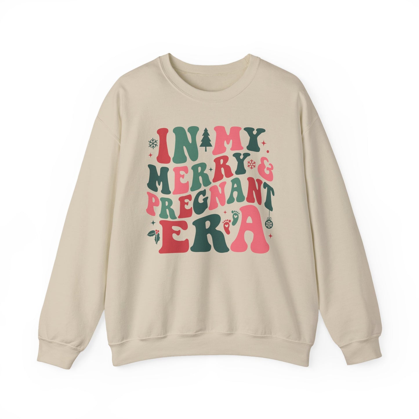 🤰🎄 In My Merry & Pregnant Era Christmas Sweatshirt – Cute Holiday Maternity Crewneck