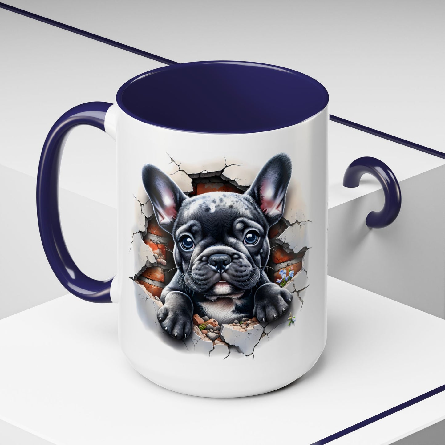 🐾🖤 Black French Bulldog Puppy Accent Mug – Cute Peek-Through Cup for Dog Lovers ☕✨