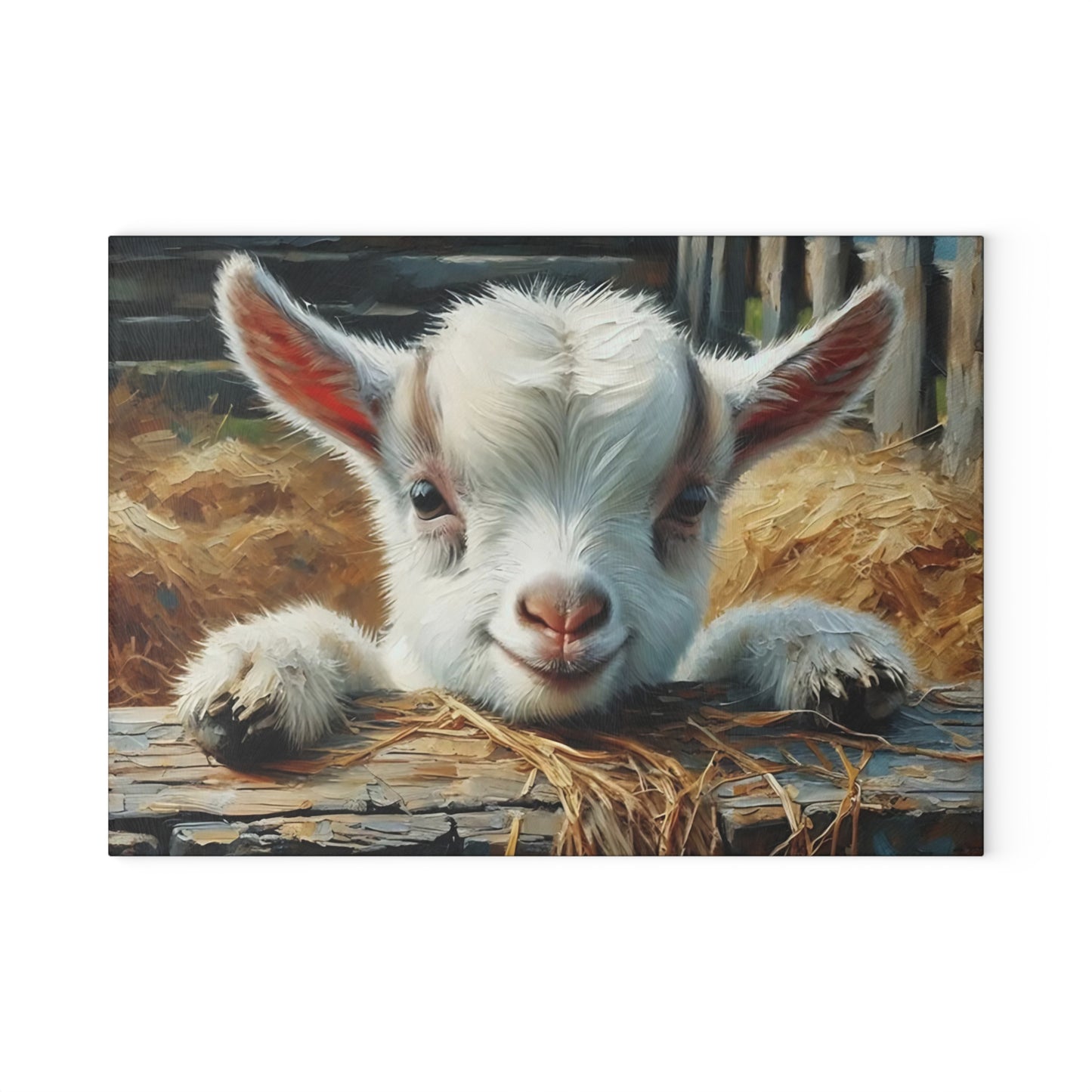 🐐 Rustic Baby Goat Cutting Board – Farmyard Cuteness with Hay & Charm