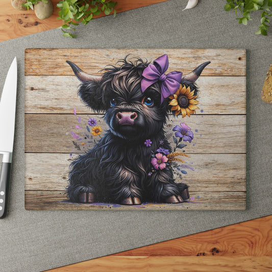 Tabla de cortar de vaca, tabla de cortar de vidrio con diseño de vaca de las Highlands, decoración de cocina con diseño de vaca, tabla de cortar para regalo de casa nueva, tabla de charcutería, regalos de vaca de las Highlands