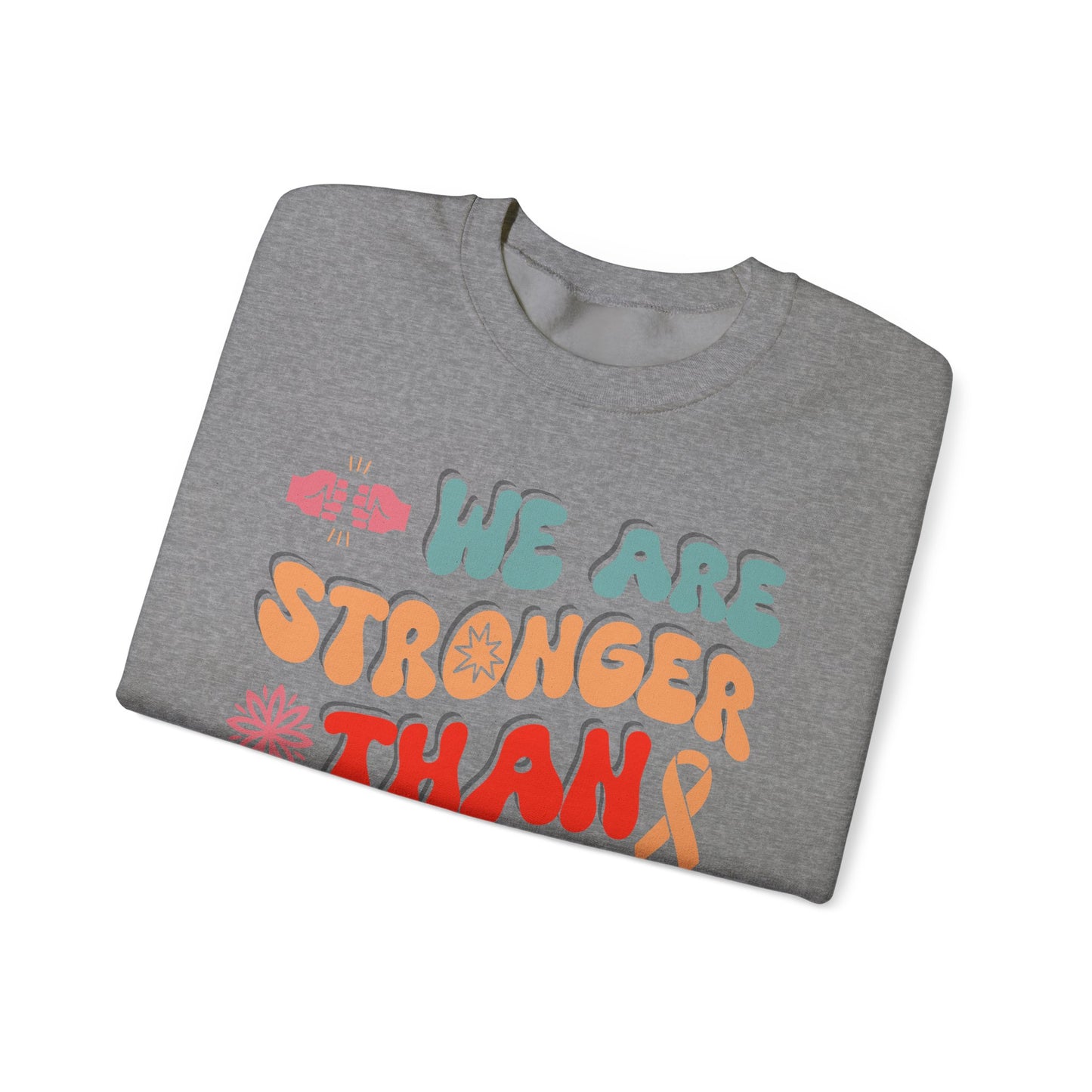 💪🌸 We Are Stronger Than Cancer Sweatshirt – Retro Breast Cancer Awareness Crewneck