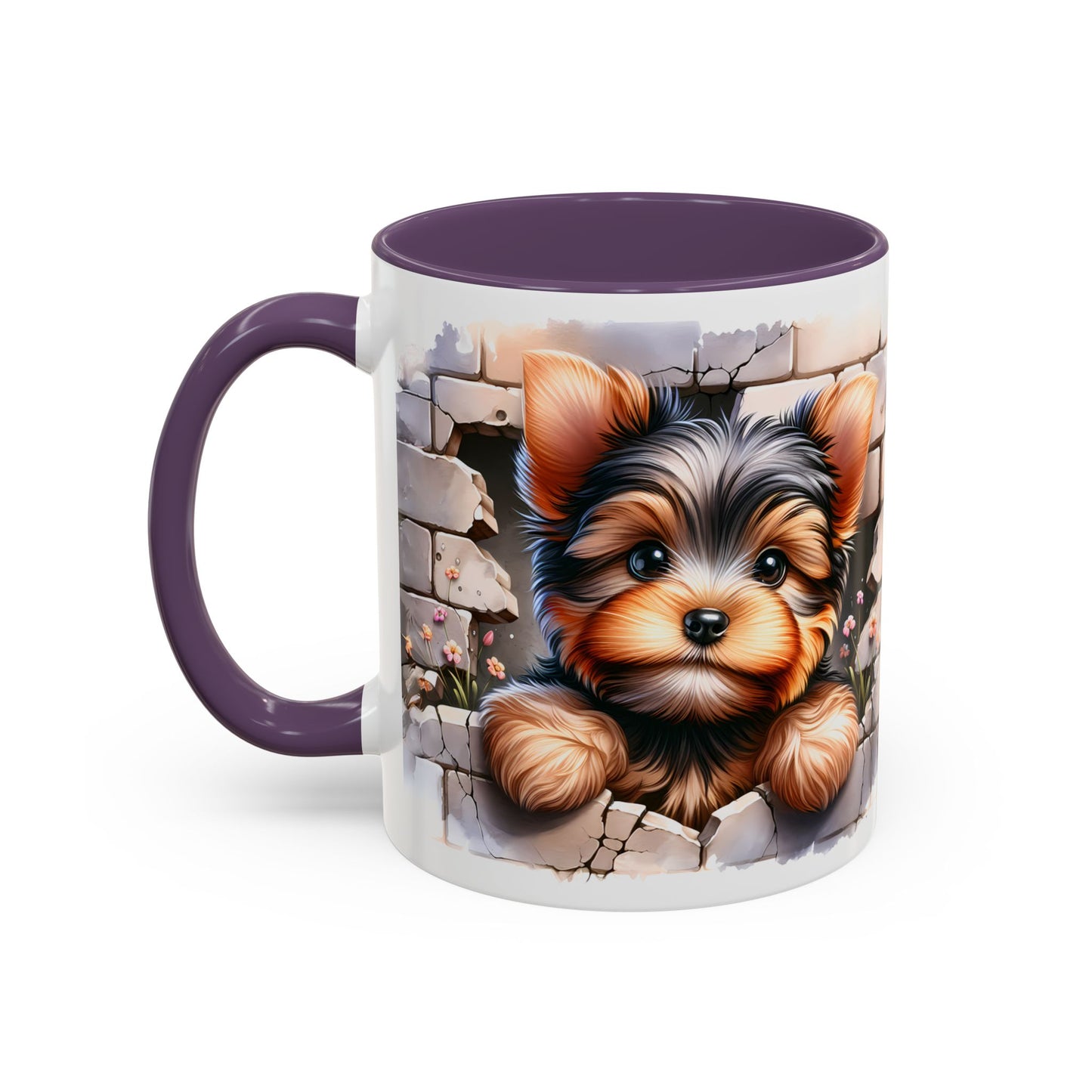 🎀🐶 Yorkie Puppy Accent Mug – Cute Peek-Through Dog Design for Animal Lovers ☕💖