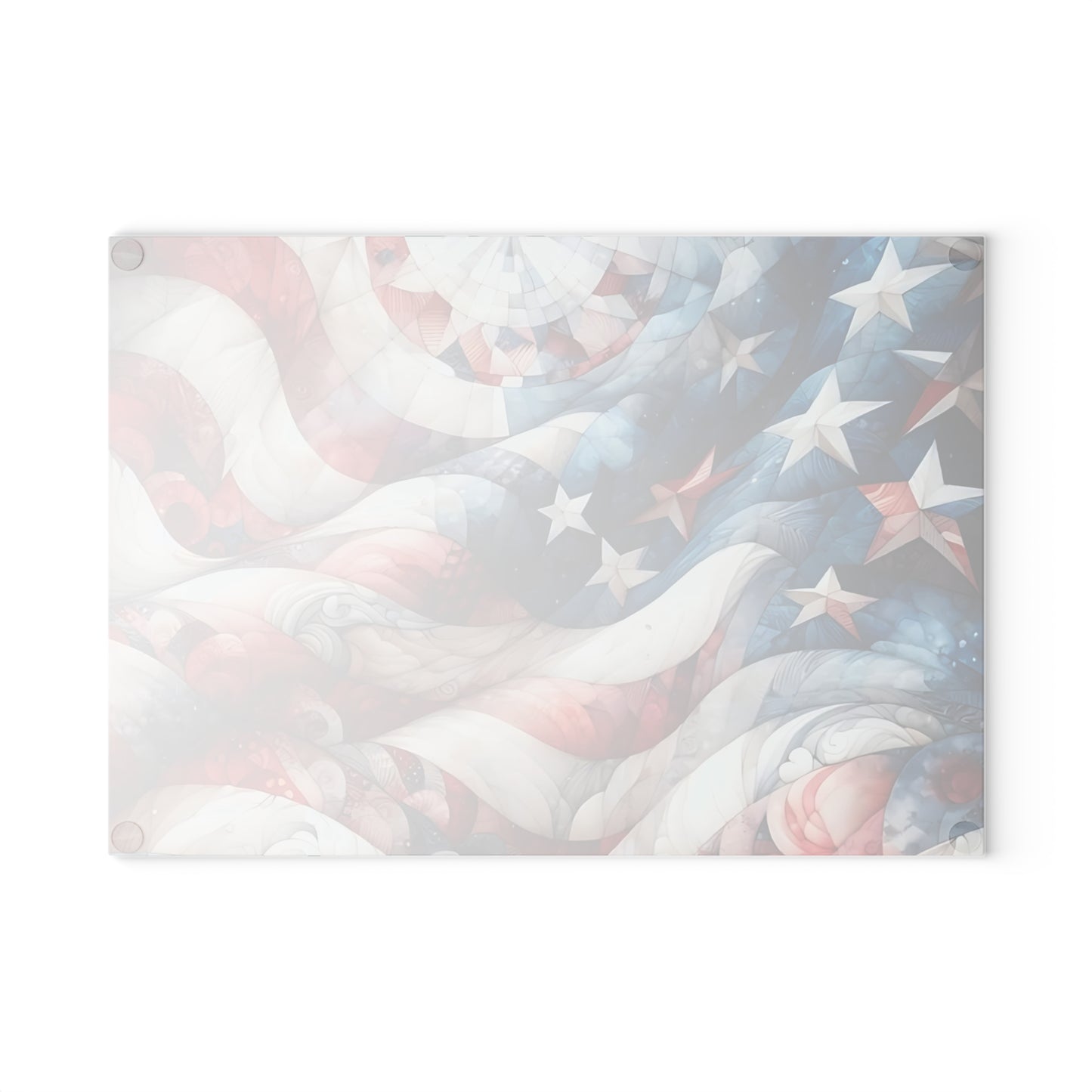 4th of July Quilt Glass Cutting Board – Patriotic Charm Meets Function