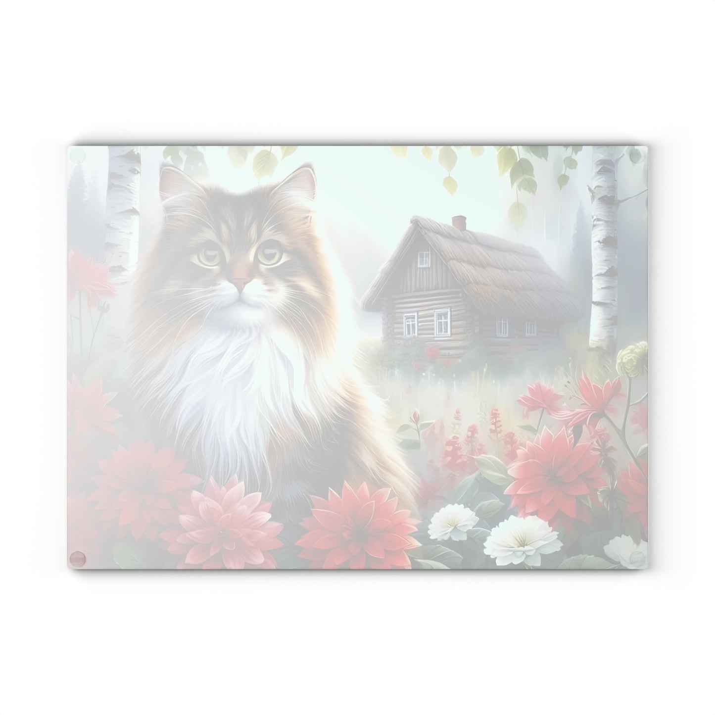 🌸 Garden Kitten Cutting Board – Fluffy Charm & Cottage Florals for Your Kitchen 🐾🌼