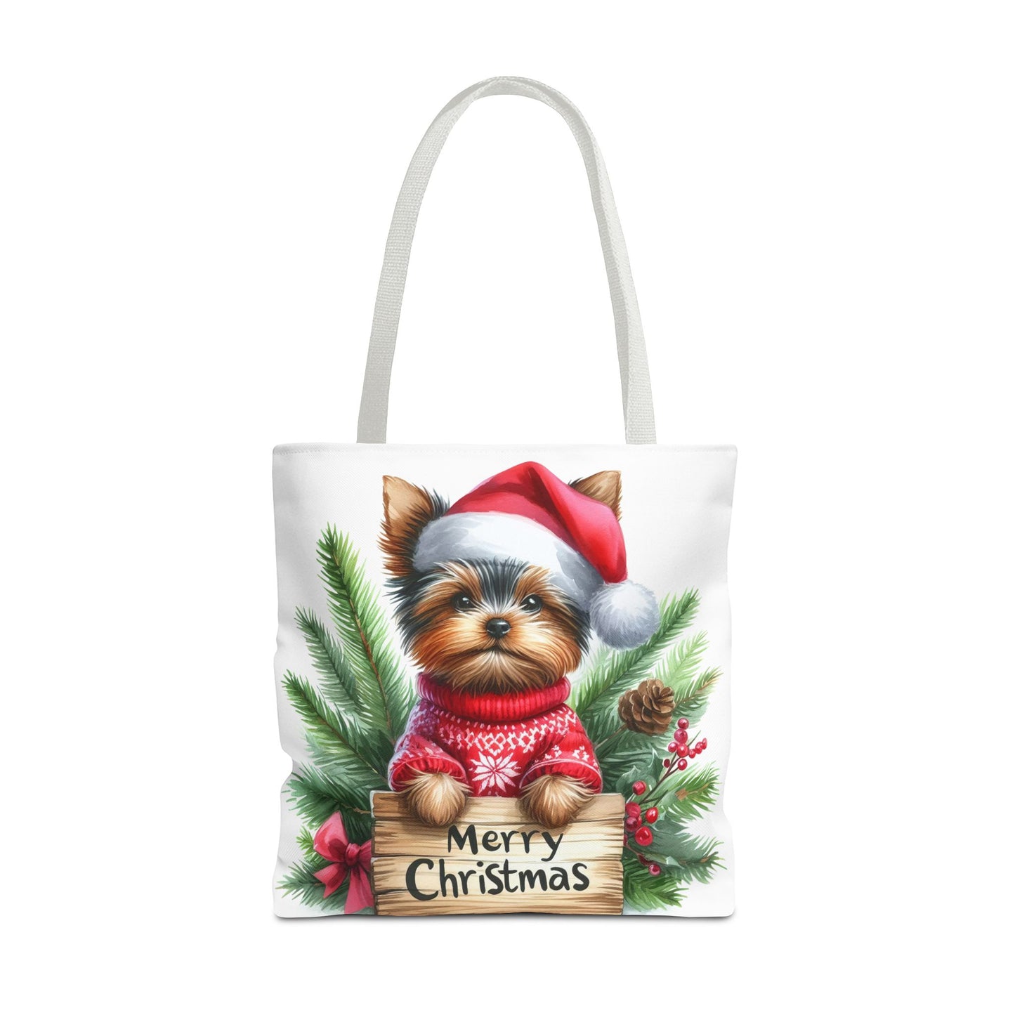 📦🐶 Yorkie Christmas Tote Bag – Tiny Terrier Holiday Charm in Every Carry 🎄